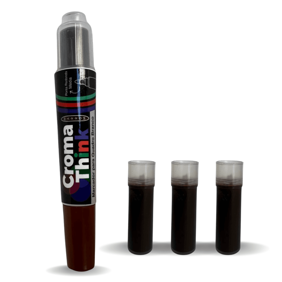 Marcador e 3 Refil de Quadro Branco Cromathink Marrom