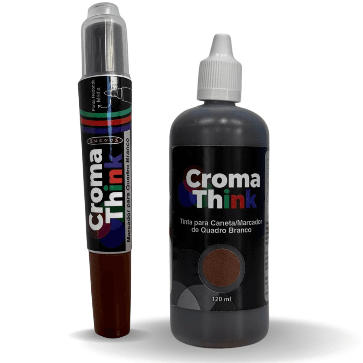 Marcador e Tinta 120ml de Quadro Branco Cromathink Marrom