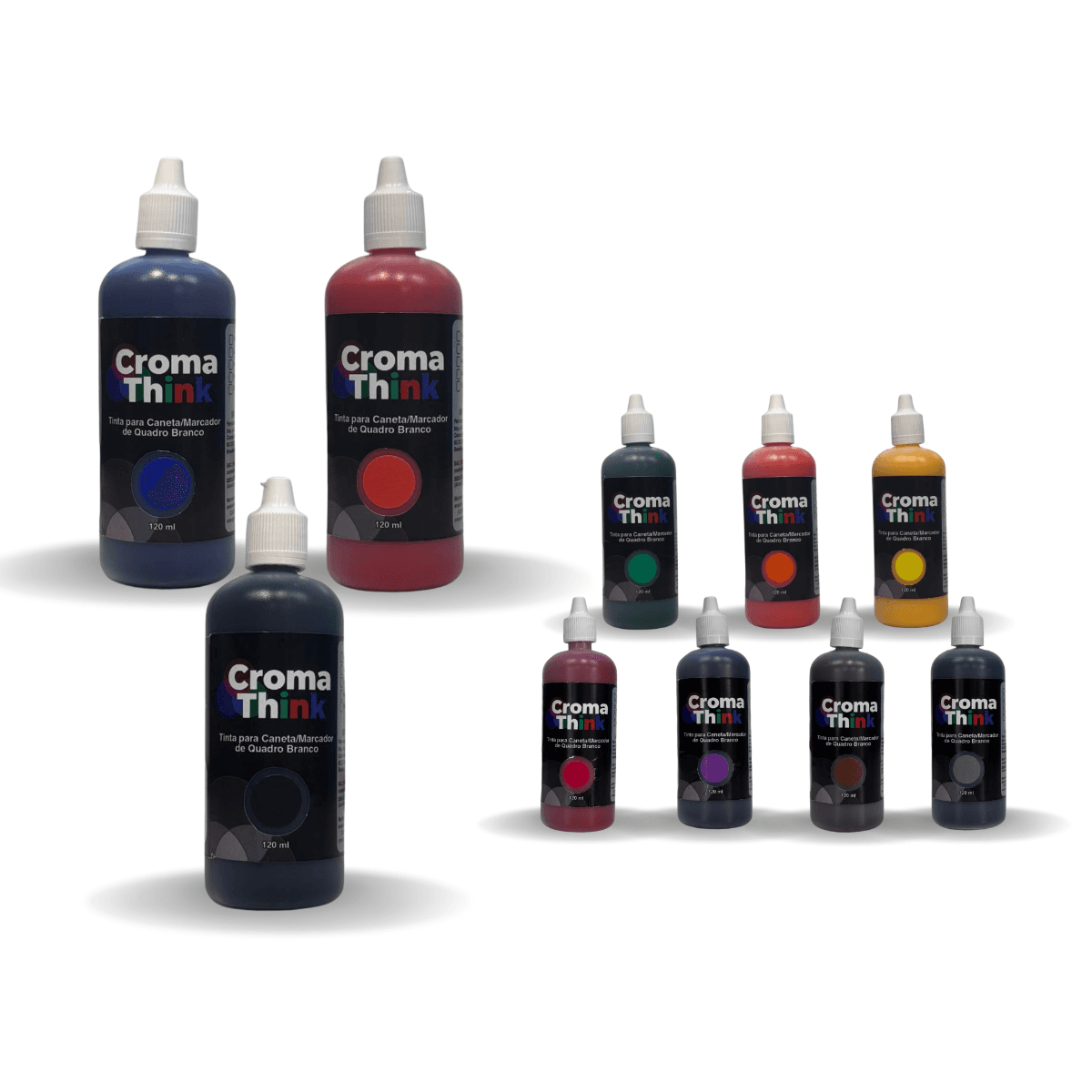 Tinta para Marcador de Quadro Branco 120 ml 3UN - Escolha Cor