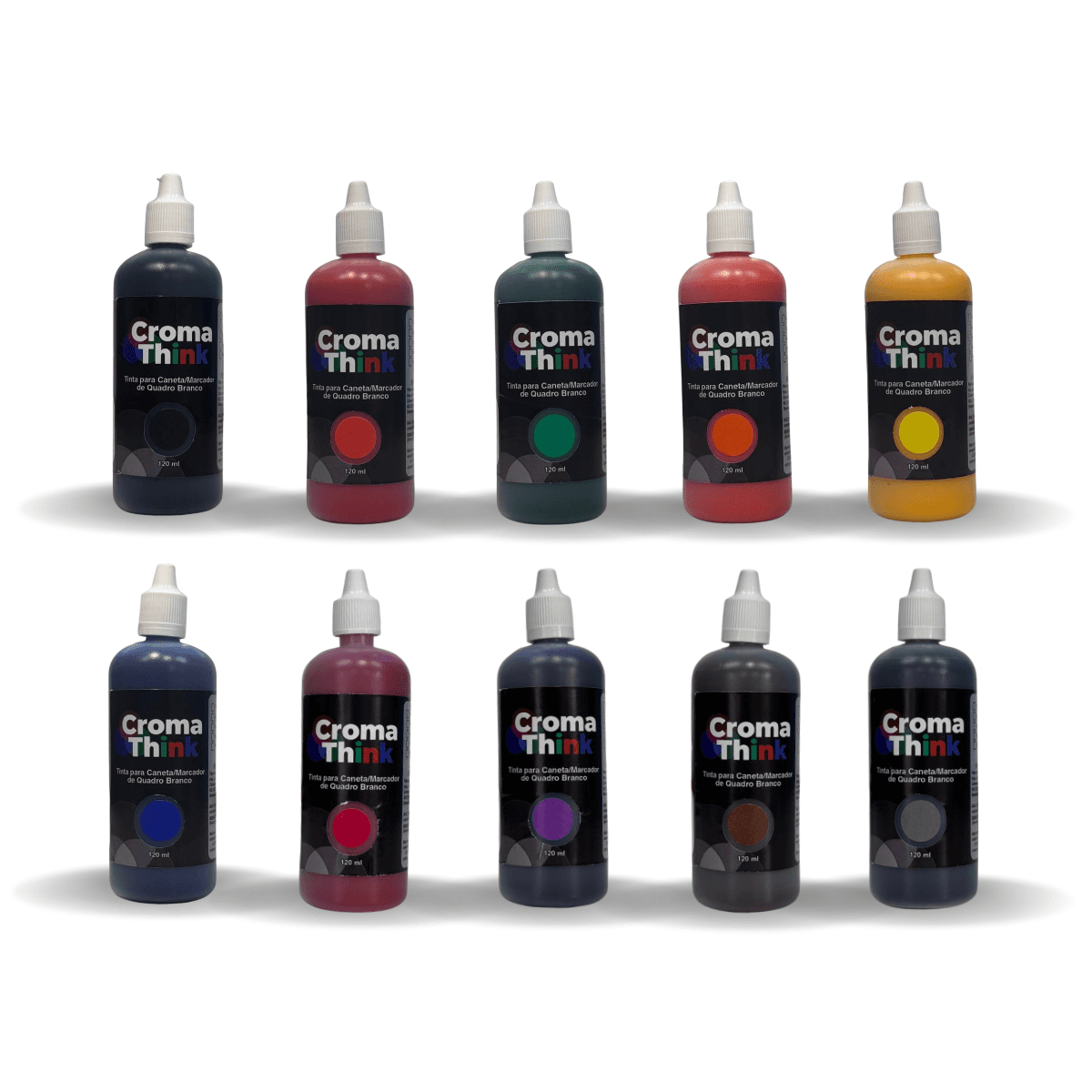 Refil Tinta Caneta de Quadro Branco 120ml 10UN -Kit Completo